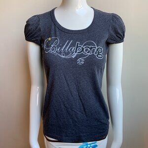 Billabong surf black pucker capped sleeve logo t-shirt